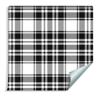 Wallpaper Black And White Scottish Plaid Pattern Non-Woven 53x1000