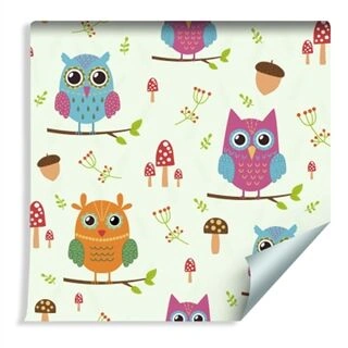 Wallpaper Colorful Owls Non-Woven 53x1000