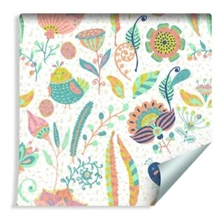 Wallpaper Colorful Plants And Birds Non-Woven 53x1000