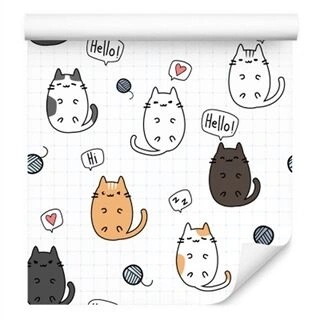 Wallpaper For Children - Joyful Cats Non-Woven 53x1000