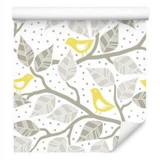 Wallpaper Birds, Leaves And Branches Non-Woven 53x1000
