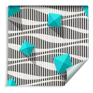 Wallpaper Pyramids On Black - White Background - 3D Effect Non-Woven 53x1000