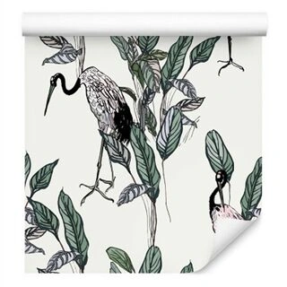 Wallpaper Cranes And Leaves Non-Woven 53x1000