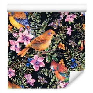Wallpaper Beautiful Colorful Birds And Butterflies Non-Woven 53x1000