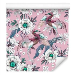 Wallpaper Colorful Birds And Flowers Non-Woven 53x1000