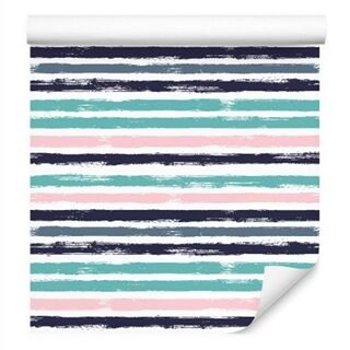 Wallpaper In Horizontal Colorful Stripes For Office Living Room Non-Woven 53x1000