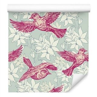 Wallpaper Flying Birds Among The Leaves Non-Woven 53x1000
