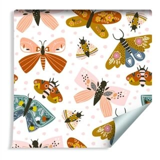 Wallpaper For Children - Patterned Butterflies Non-Woven 53x1000