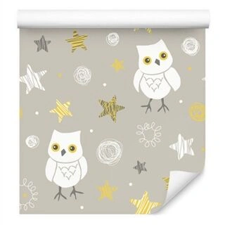 Wallpaper Owls With Stars On The Background Non-Woven 53x1000