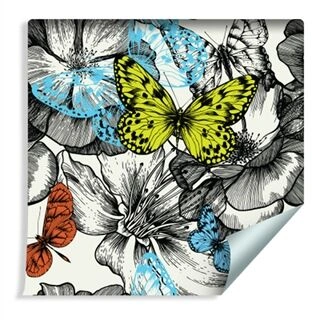 Wallpaper For Children - Butterflies Among Flowers Non-Woven 53x1000