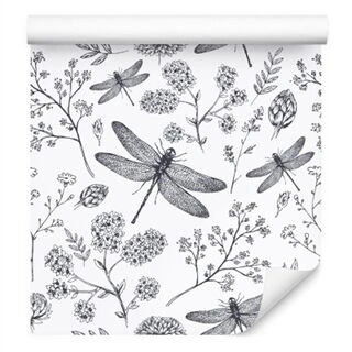 Wallpaper For Children, Butterflies, Plants, Flowers Non-Woven 53x1000