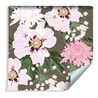 Wallpaper Beautiful Chrysanthemums And Peonies Non-Woven 53x1000