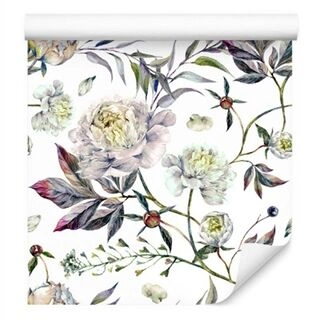 Wallpaper Beautiful Vintage Peonies Leaves Non-Woven 53x1000