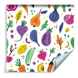 Wallpaper For The Kitchen - Colorful Vegetables And Fruits Non-Woven 53x1000