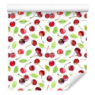 Wallpaper In The Fruit Of Cherries Leaves For The Kitchen Non-Woven 53x1000