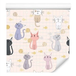 Wallpaper For Children - Kittens And Fish Non-Woven 53x1000