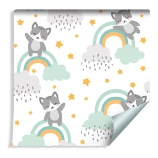Wallpaper Cats, Clouds And Stars Non-Woven 53x1000