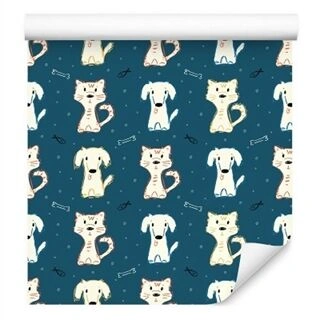 Wallpaper Colorful Dogs And Cats Non-Woven 53x1000