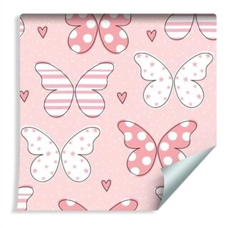 Wallpaper For Children - Butterflies In Pastel Colors Non-Woven 53x1000