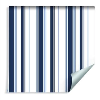 Wallpaper Blue - White Vertical Stripes Non-Woven 53x1000