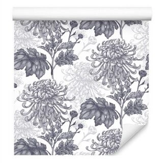 Wallpaper Black And White Chrysanthemums Non-Woven 53x1000