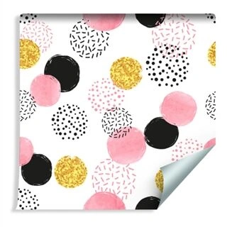 Wallpaper Black, Pink And Yellow Spots Non-Woven 53x1000