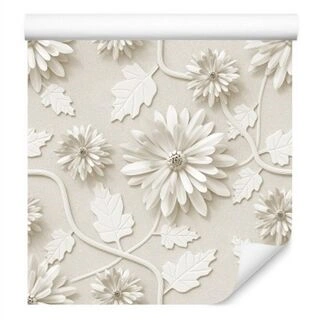 Wallpaper Three-Dimensional Chrysanthemums With Leaves Non-Woven 53x1000