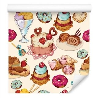 Wallpaper Sweets In Vintage Style Non-Woven 53x1000