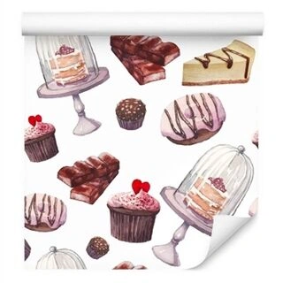 Wallpaper Cakes Painted In Watercolor Non-Woven 53x1000