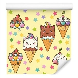 Wallpaper Cat&amp;#039;s Ice Cream Non-Woven 53x1000