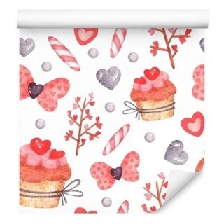 Wallpaper Watercolor Painted Cupcakes Non-Woven 53x1000
