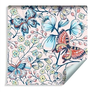 Wallpaper For Children - Colorful Butterflies And Flowers Non-Woven 53x1000