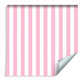 Wallpaper White-Pink Vertical Stripes Non-Woven 53x1000
