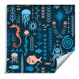 Wallpaper For Children - Underwater Colorful Animals Non-Woven 53x1000