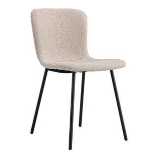 Halden Spisebordsstol - Spisebordsstol i bouclé, beige med sorte ben, HN1233