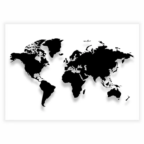 Detaljeret ensfarvet verdenskort - Meget populær plakat