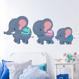 wallsticker til børn med 3 søde elefanter