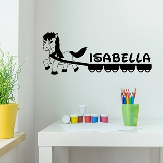 Wallsticker med hest & vogn og eget navn