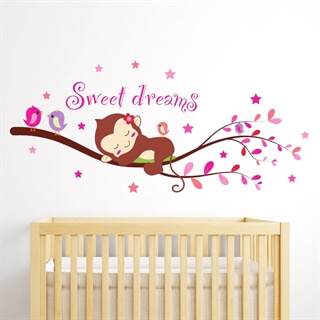 Sovende abe med teksten "Sweet dreams"