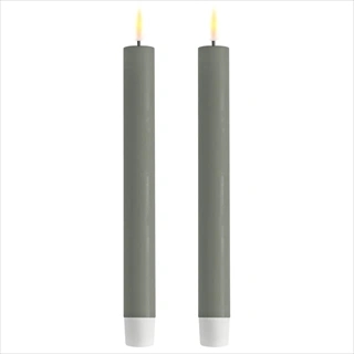 2 stk. Real Flame LED Kronelys -24 cm (Salvie Green)