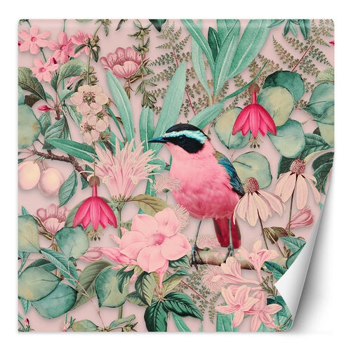 Fototapet, Shabby Chic Pink Bird Tropics - Andrea Haase