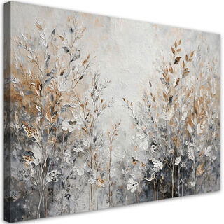 Lærred print, Planter Abstrakt botanisk guld - (90x60)