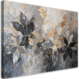 Lærred print, Blade Abstrakt Tekstur Guld - (120x80)