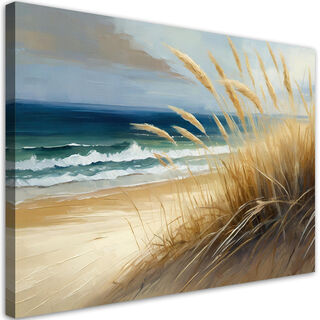 Lærred print, strand, klitter, natur - (60x40)