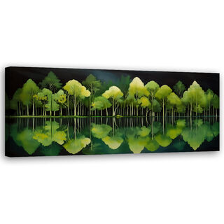 Lærred print, Skovnatur Grønt Landskab - (90x30)