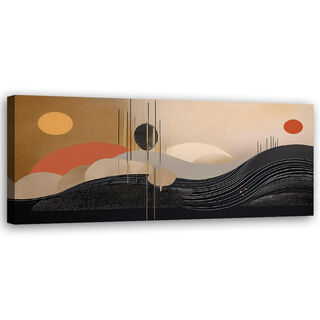 Lærred print, Cirkler Linjer Geometrisk Abstraktion - (90x30)