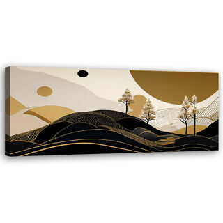 Lærred print, Landskab Abstraktion Glamour Guld - (90x30)