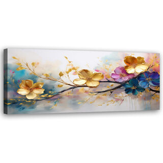 Lærred print, Blomstrende farverige blomster glamour - (120x40)
