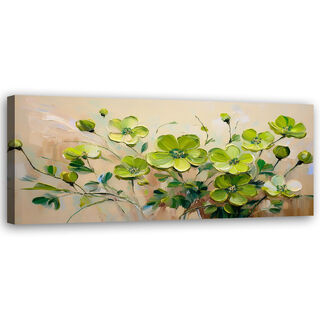 Lærred print, Grønne blomstrende blomsterplanter - (120x40)