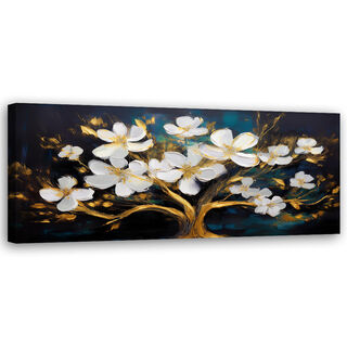 Lærred print, Livets træ Glamour abstrakte blomster - (120x40)